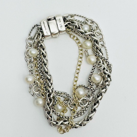 David Yurman Multi Chain Bracelet With Pearl And 18k Gold - Picture 7 of 8